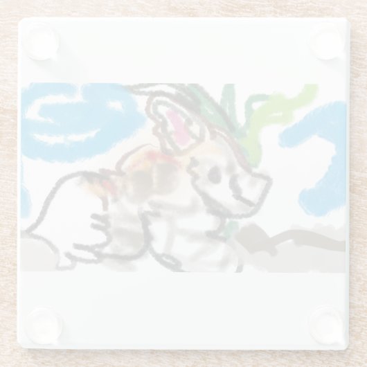 Fennec fox cute ガラスコースター (裏面)