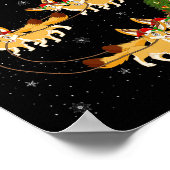Fennec Fox Santa Sleigh Flying Funny Magical Chris ポスター (角)