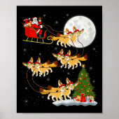 Fennec Fox Santa Sleigh Flying Funny Magical Chris ポスター (正面)
