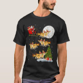 Fennec Fox Santa Sleigh Flying Funny Magical Chris Tシャツ (正面)