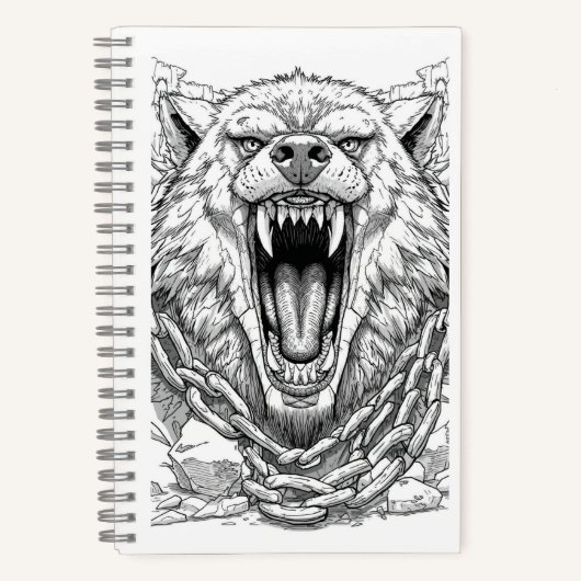 Fenrir Bound Wolf Norse Mythology Sketch Art Noteb ノートブック (正面)