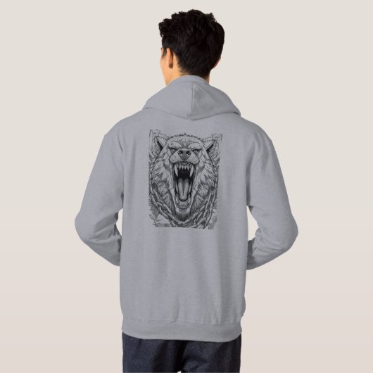 Fenrir Wolf Norse Mythology Chains Sketch Art Hood パーカ (裏面フル)