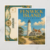 Fenwick Island Delaware Lighthouse GeoSaga ポストカード (正面/裏面)