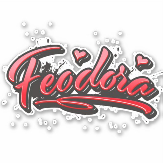 Feodora red Heart Graffiti Aufkleber Sticker シール (正面)