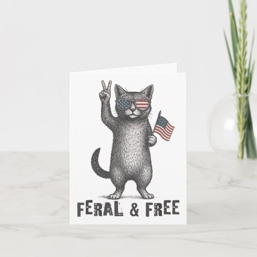 Feral & Free Cat おもしろい Of 7月4日 カード (正面)