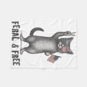 Feral & Free Cat おもしろい Of 7月4日 フリースブランケット (正面(横))