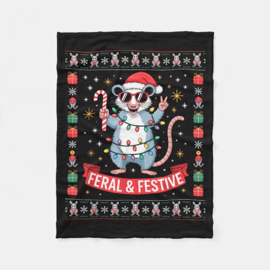 Feral And Festive Ossum Christmas Sweater  フリースブランケット (正面)