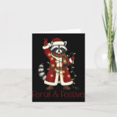 Feral And Festive Raccoon Funny Christmas  カード (正面)