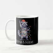 Feral And Festive Raccoon, Funny Christmas コーヒーマグカップ (左)