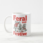 Feral And Festive Raccoon Santa Christmas Holiday  コーヒーマグカップ (左)