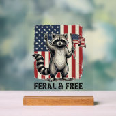 Feral and Free Patriotic Raccoon Vintage Shirt Des アクリルサイン (ニュートラル)