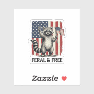 Feral and Free Patriotic Raccoon Vintage Shirt Des シール