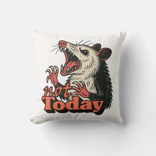 Feral Angry Possum Not Today Typography クッション (正面)