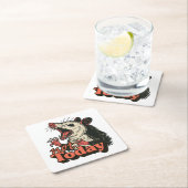 Feral Angry Possum Not Today Typography スクエアペーパーコースター (インサイチュ)