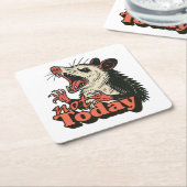 Feral Angry Possum Not Today Typography スクエアペーパーコースター (アングル)