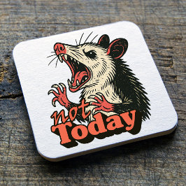 Feral Angry Possum Not Today Typography スクエアペーパーコースター