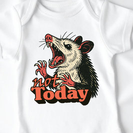 Feral Angry Possum Not Today Typography ベビーボディスーツ