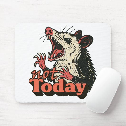 Feral Angry Possum Not Today Typography マウスパッド (マウス)