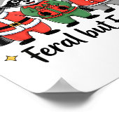 Feral But Festive Funny Christmas Cute Raccoon Elf ポスター (角)