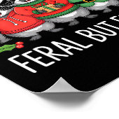 Feral But Festive Funny Raccoon Christmas Holiday  ポスター (角)