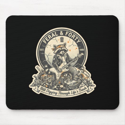 Feral Forty Raccoon Funny 40th Birthday Outfits Wo マウスパッド (正面)