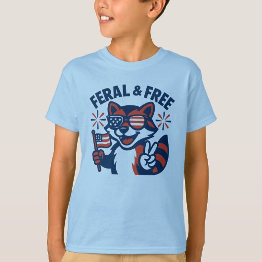 Feral & Free - Kids 4th of July Shirt Tシャツ (正面)