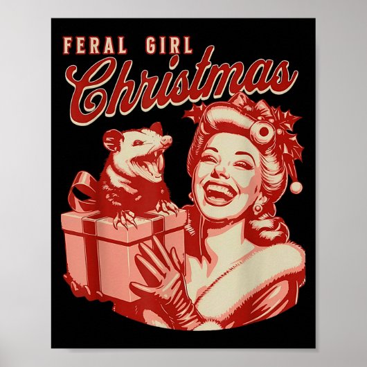 Feral Girl Christmas Funny Ossum Ssum Merry Xmas W ポスター (正面)