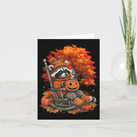 Feral Girl Fall Raccoon Halloween Pumpkin Raccoon  カード (正面)