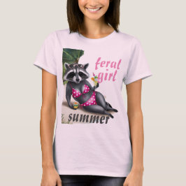 Feral girl summer Raccoon Shirt Tシャツ