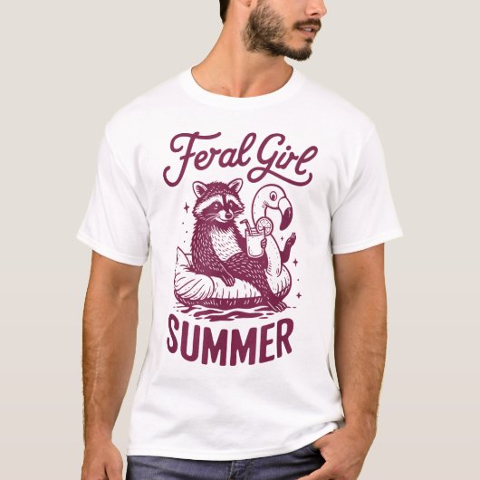 Feral Girl Summer Raccoon Vacay Trash Panda Summer Tシャツ (正面)