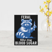 Feral Like My Blood Sugar Funny Raccoon Diabetes A カード (黄色い花)