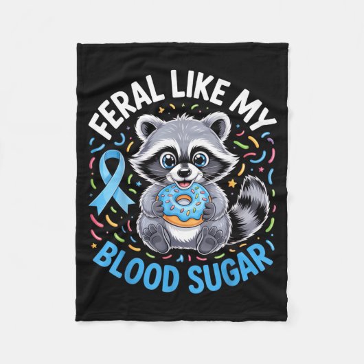 Feral Like My Blood Sugar Raccoon Outfit With Donu フリースブランケット (正面)