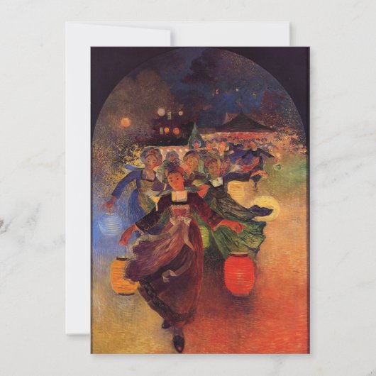 Ferdinand du Puigaudeau - Breton Girls with Chines 招待状 (正面)