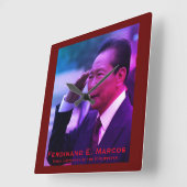 Ferdinand Marcos（フィリピン第10代大統領） スクエア壁時計 (傾斜)