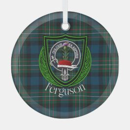 Ferguson Scottish Clan Tartan & Crest ガラスオーナメント