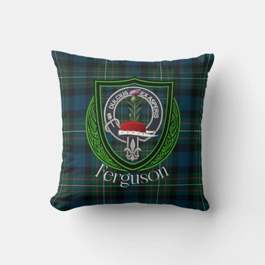Ferguson Scottish Clan Tartan & Crest クッション (正面)