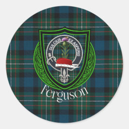 Ferguson Scottish Clan Tartan & Crest ラウンドシール