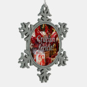 fericit Crăciun! ルーマニアのwfのメリークリスマス スノーフレークピューターオーナメント (左)