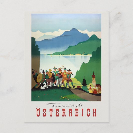 Ferienidyll Osterreich Austria Vintage Poster ポストカード (正面)