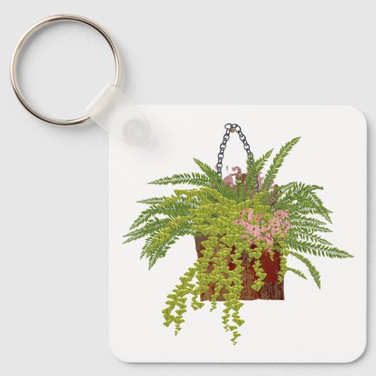 Fern Ivy Hanging Plant Botanical Illustration Art キーホルダー (正面)