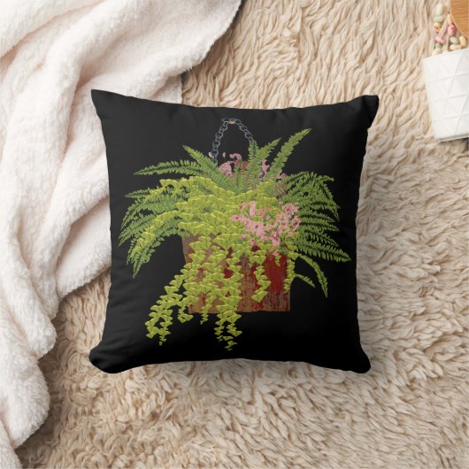 Fern Ivy Hanging Plant Botanical Illustration Art クッション (ブランケット)