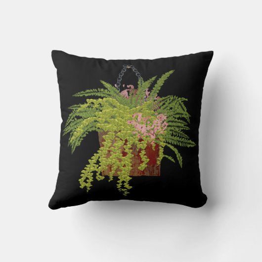 Fern Ivy Hanging Plant Botanical Illustration Art クッション (裏面)