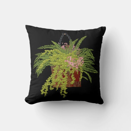Fern Ivy Hanging Plant Botanical Illustration Art クッション (正面)