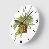 Fern Ivy Hanging Plant Botanical Illustration Art ラウンド壁時計 (傾斜)