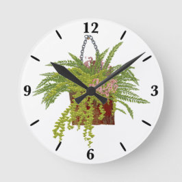Fern Ivy Hanging Plant Botanical Illustration Art ラウンド壁時計