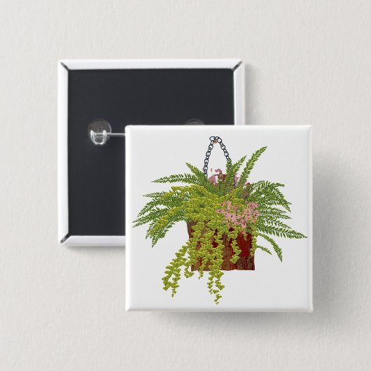 Fern Ivy Hanging Plant Botanical Illustration Art 缶バッジ (正面&裏面)