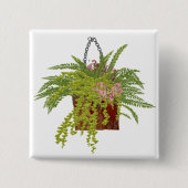 Fern Ivy Hanging Plant Botanical Illustration Art 缶バッジ (正面)