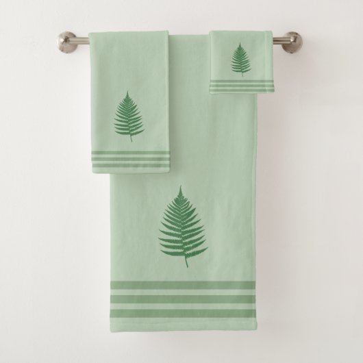 Fern Leaf & Three Stripes on Light Laurel Green  バスタオルセット (インサイチュ)