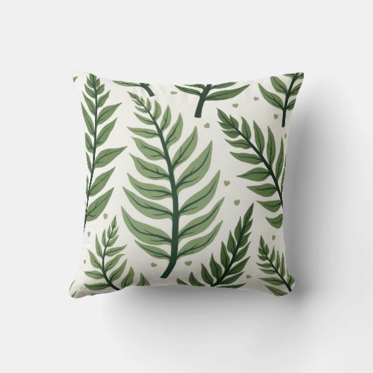 Fern Pattern – Elegant Botanical Leaf Design クッション (裏面)
