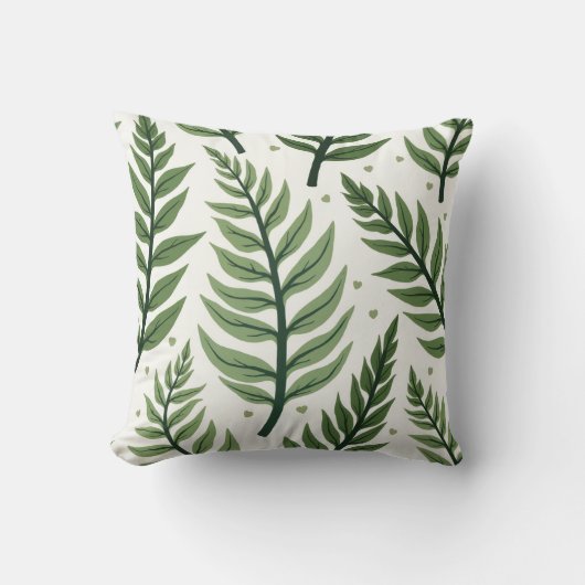 Fern Pattern – Elegant Botanical Leaf Design クッション (正面)